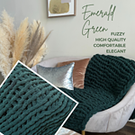 chunky knit blanket emerald main 2